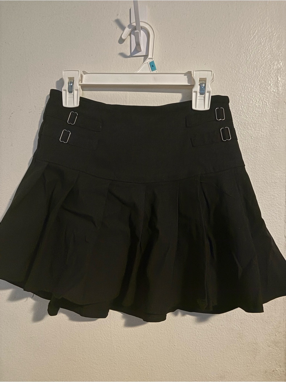 Aeropostale Black Circle Skater Mini Skirt with Buckle Accents